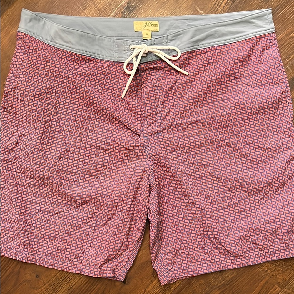 J. Crew Red and Gray Men's Swim Shorts